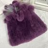 New Winter Real Rabbit Fur Beanies Hat Women 100% Genuine Real Rex Rabbit Hat Good Elastic Knitted Rex Rabbit Fur Caps