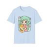 Unisex Softstyle Cute Anime T-Shirt | Whimsical Fox and Mint Hair Girl