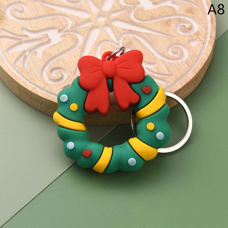 Christmas Series Santa Claus Christmas Tree Key Chains For Backpacks Pendant Cute Elk Doll Key Ring For Kids Friends Gift