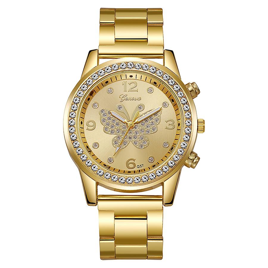 Модные женские деловые часы со стальным браслетом и бриллиантами, роскошные повседневные круглые часы с кристаллами, кварцевые наручные часы с бабочкой, Relogio Feminino