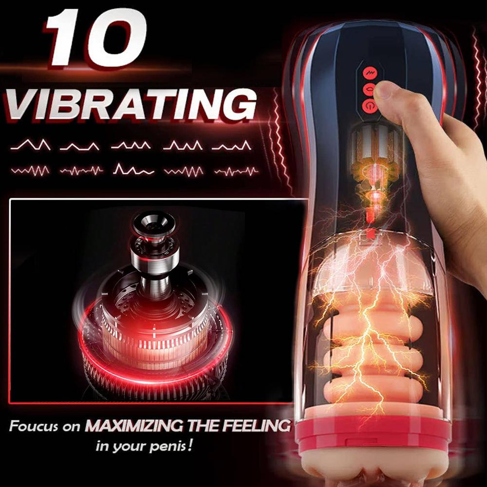 3 In 1 Push In Male Masturbation Cup, Male Masturbator Telescopic Rotating Vagina Masturbation Adult Erotica Piston Male Masturbation Cup Supplies