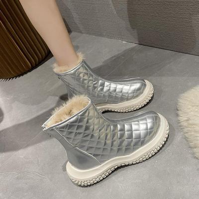 Новые металлические туфли для хлеба, новые теплые нескользящие плюшевые внутренние ботинки для отдыха, простые женские зимние ботинки