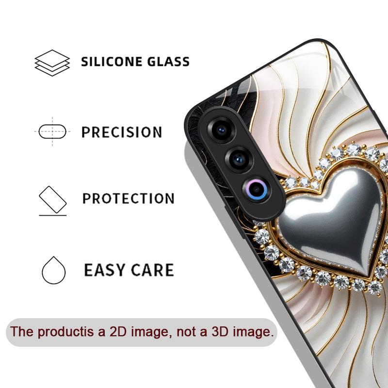 Стильный Черно-Белый Чехол-Сердце с Жемчугом из Закаленного Стекла для Oneplus 13R 12 11 10 9 Nord CE4 3 2 Lite ACE2 ACE3 Pro