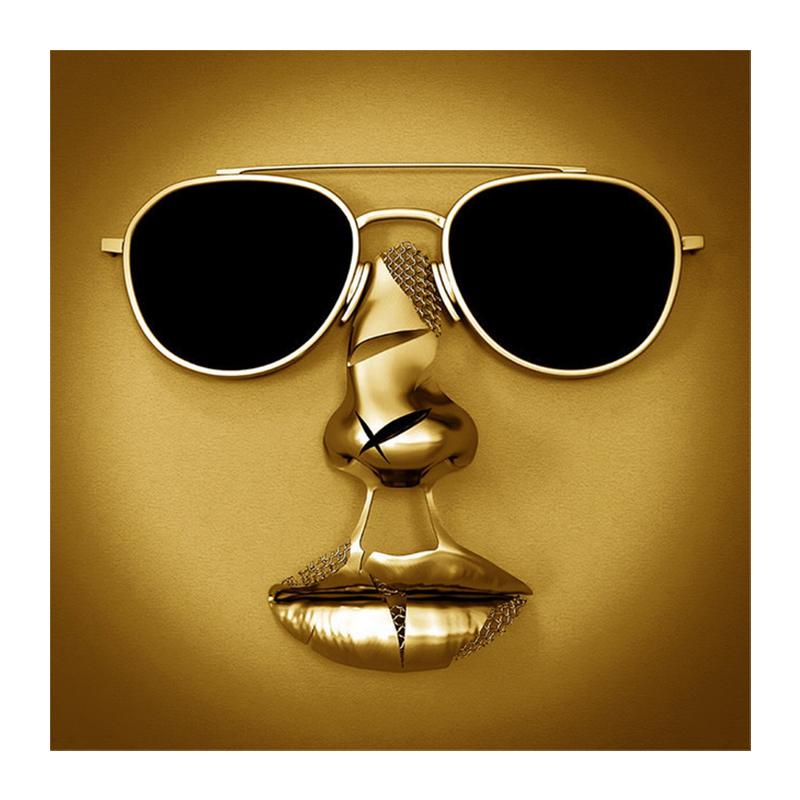 3D Visual Gold Silver Metal Figure Art Statue Canvas Painting Romantic Abstract Posters and Prints Wall Pictures Modern Home Decor for Living Room