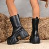 2025 Super High Heel Platform Mid-Tube Boots Women's Autumn and Winter Small Tall Stylish and Versatile Booties
