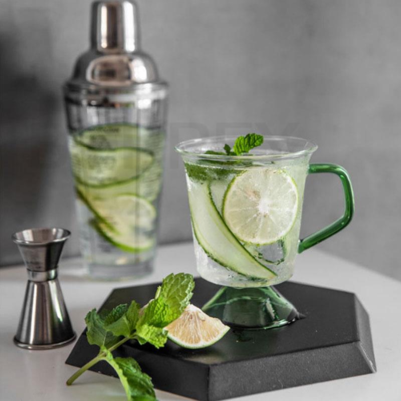 Кофейная кружка BORREY, зеленая стеклянная чашка, чашки для чая с молоком, кружка из янтарного стекла, офисная посуда для напитков, стеклянная чашка для воды, пива, коктейля, 300 мл