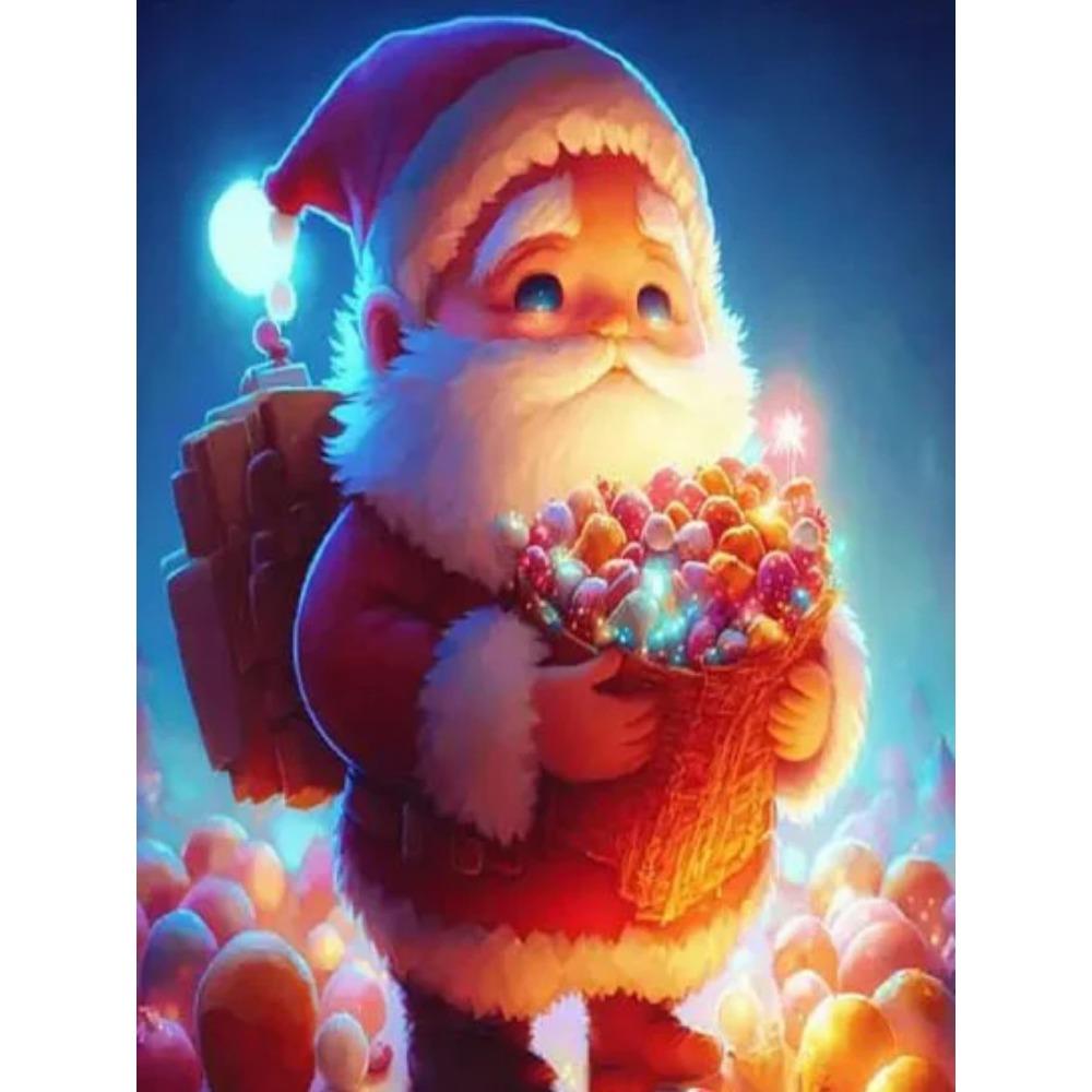 Алмазная картина, полная дрель, милый Санта-Клаус, круглая алмазная живопись, ручная работа, кошка, животное, сделай сам, алмазная мозаика, картина, украшение дома, Рождественский подарок