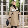 Cinemore Осенний плащ для женщин, длинная ветровка, куртка с двубортным лацканом и поясом, классическая повседневная женская TFD-517YG