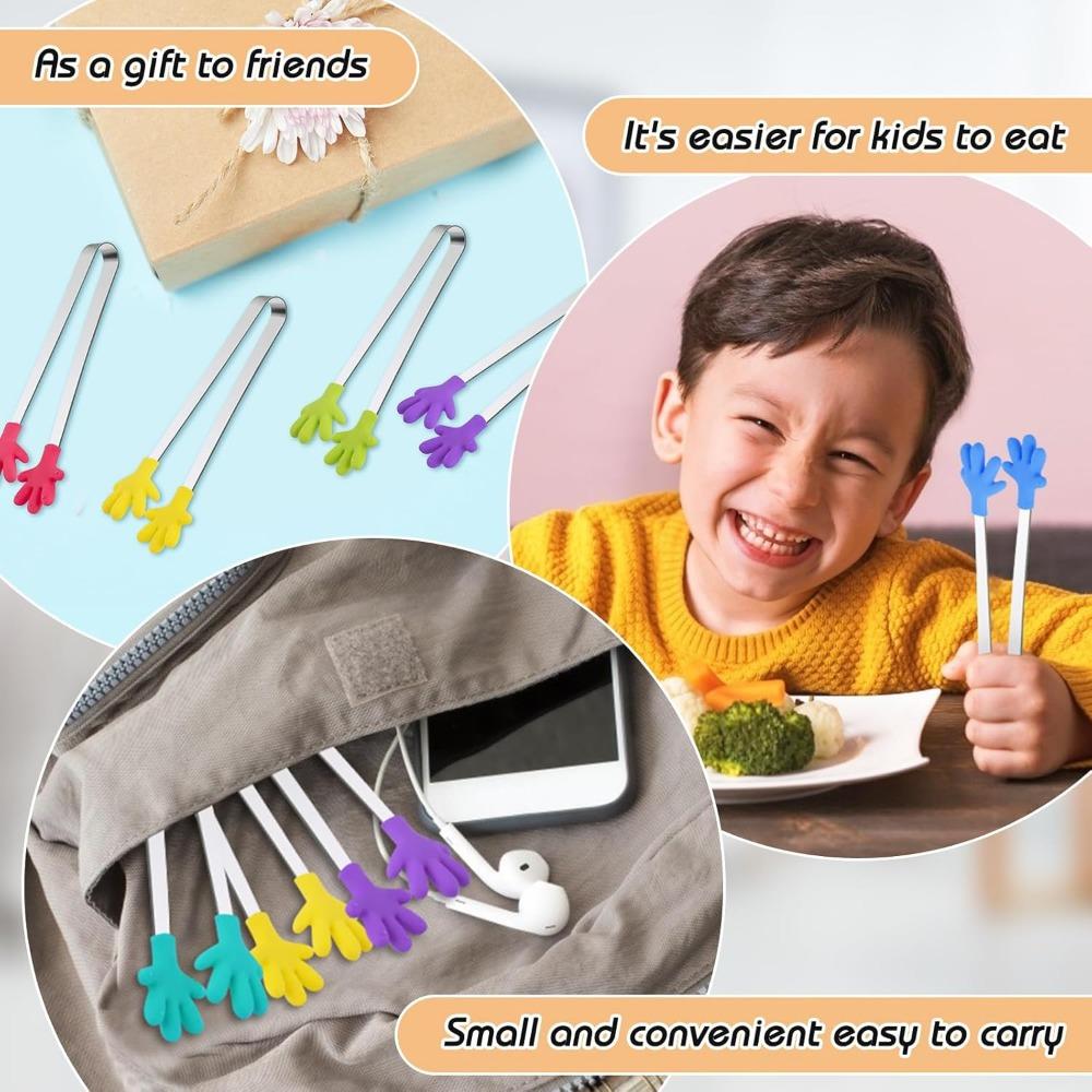 1PCS Small Food Tongs, Mini Stainless Steel Tongs with Silicone Tips, for Cooking Grilling BBQ Buffet, 5 Inch