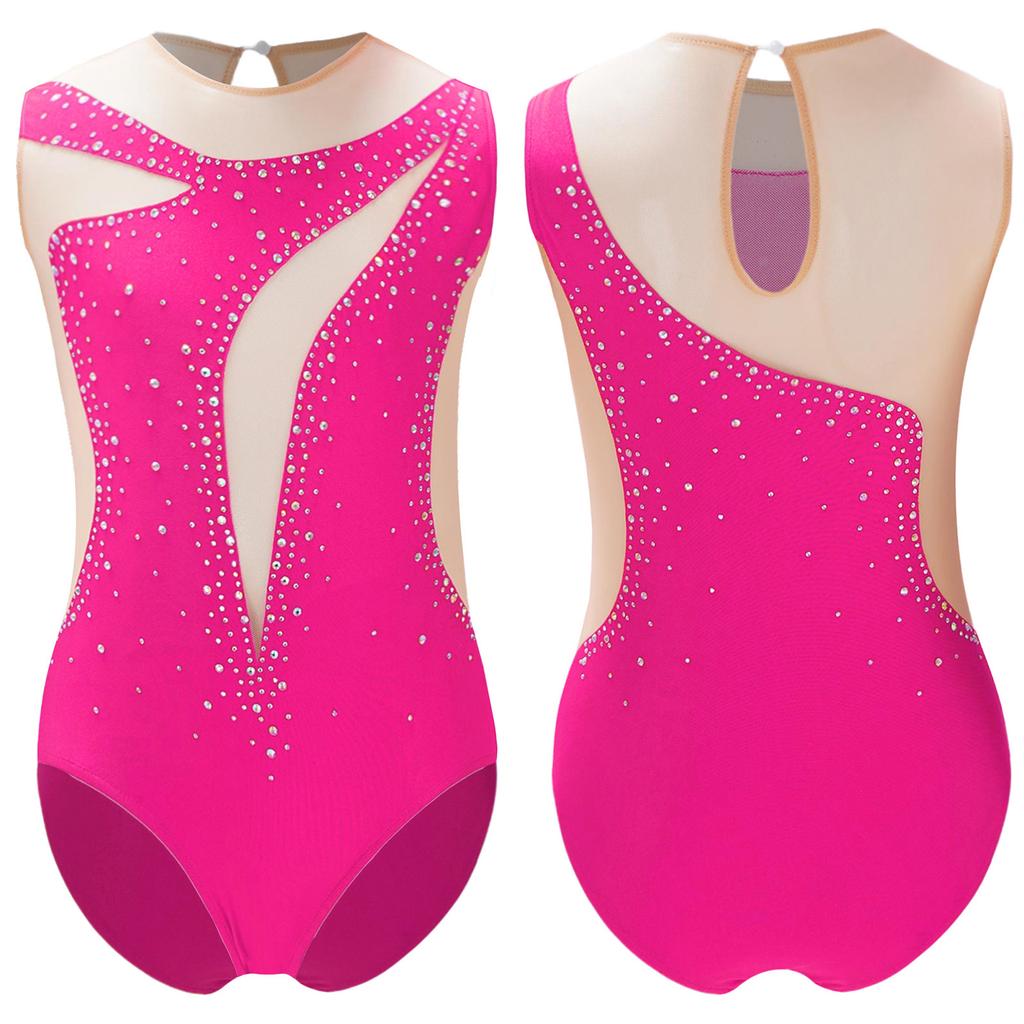 Девушки Гимнастический джазовый купальник Балетный комбинезон Тренировка Йога Активная одежда Легкоатлетическое боди Фигурное катание Одежда для выступлений