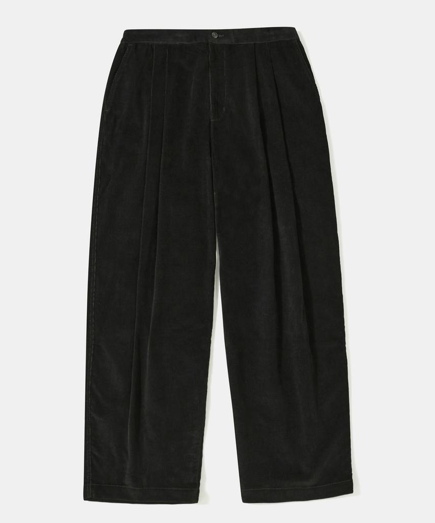 COLUMBIA UNIVERSITY Trajan Label Pintuck Wide-Fit Corduroy Pants_Black