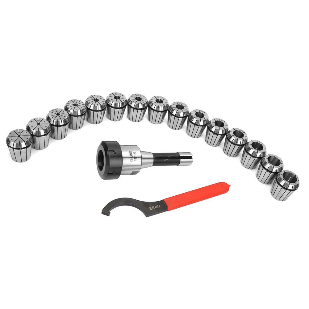 R8ER40 Collet Set R8 Shank Collet Chuck Holder   15Pcs ER40 Collets For Milling Machines