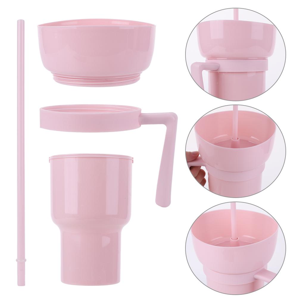 2 шт. 1000 мл Портативный тамблер с миской для закусок Креативная чашка для закусок Многоцелевой Многофункциональный Тамблер для стадиона Чашка и миска Комбо