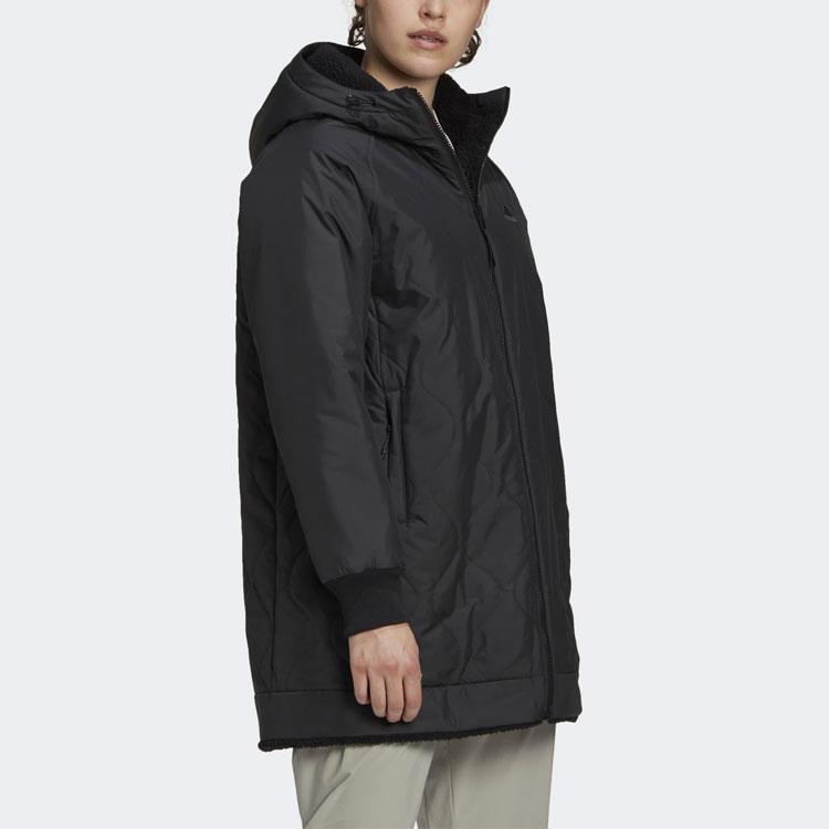 adidas Куртка W Rev Sherp для активного отдыха на молнии из хлопка, зимняя женская куртка черного цвета GI7954