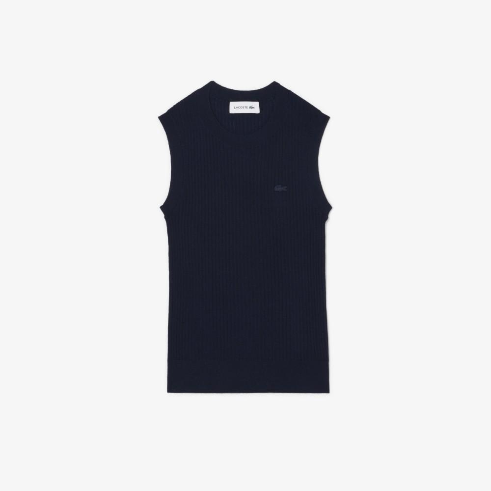 [lacoste] Women's Fine Merino Wool Sleeveless Sweater AF9988-56G166