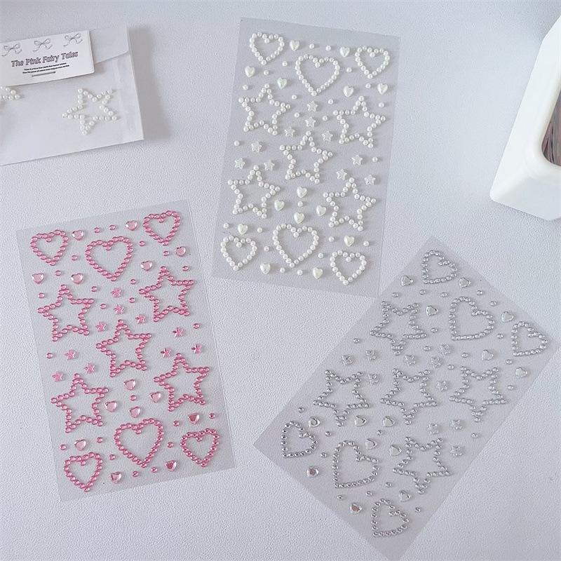 3D Star Heart Crystal Stickers Kids Diy Decoration Self Adhesive Jewelry Crafts Sparkly Rhinestone Stickers Girls Gifts