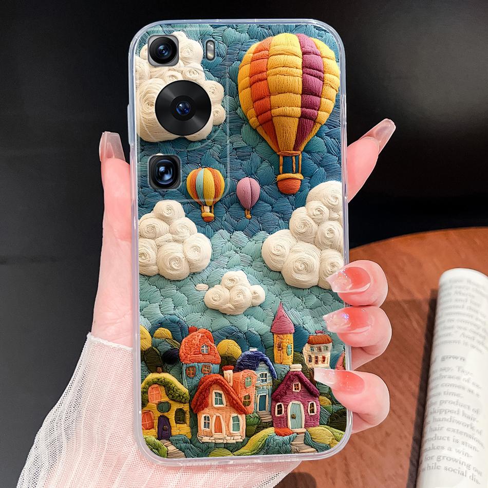Чехол для Huawei P60 P50 Pro P50E Рыбы Океана Мягкий Тонкий ТПУ Прозрачный Силикон Легкий Задняя Крышка для Huawei P 60 P 50 Корпус Телефона