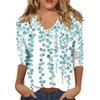 Women’s Fashion Everyday Everything Casual V-neck Seven-point Sleeve Printed T-shirt Top Tops for Women Womens Tops and Blouses