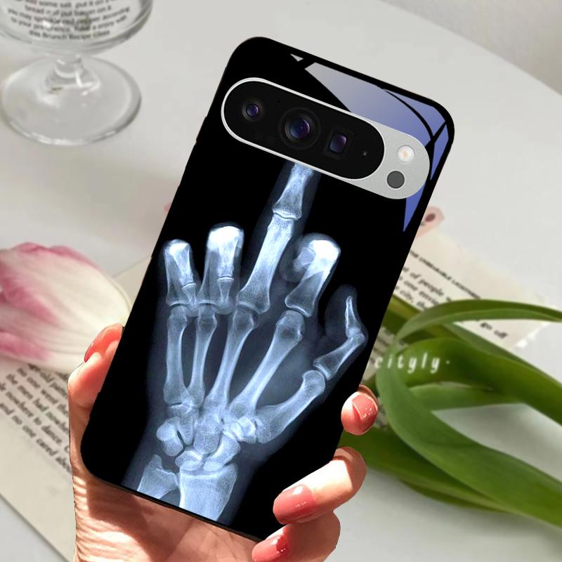 Модный Стеклянный Чехол для Google Pixel 8a Чехол Pixel8 Pro Жесткий ПК Закаленное Стекло Черный Чехол для Телефона Для GOOGLE PIXEL 8 Защитные Чехлы
