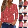 Жен. Футболка Футболка С принтом Пуговицы Рукав 3/4 Повседневные Выходные Мода Классический V-образный вырез Обычный Топ