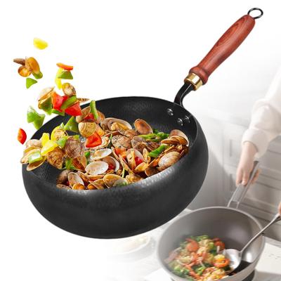 Вок с антипригарным покрытием, 24 см Воки и сковороды, Сковорода ручной ковки, Плоское дно, Сковорода вок для индукционных, электрических и газовых плит