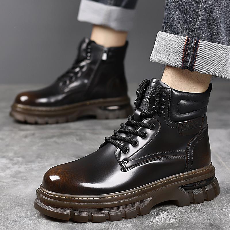 Высококачественная мужская уличная повседневная обувь на толстой подошве с высоким верхом, модная шнуровка, мужские осенне-зимние ботинки в стиле ретро рабочей одежды