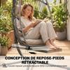 Suspended Armchair With Stand Folding Hanging Chair With Retractable Footrest Light Gray
