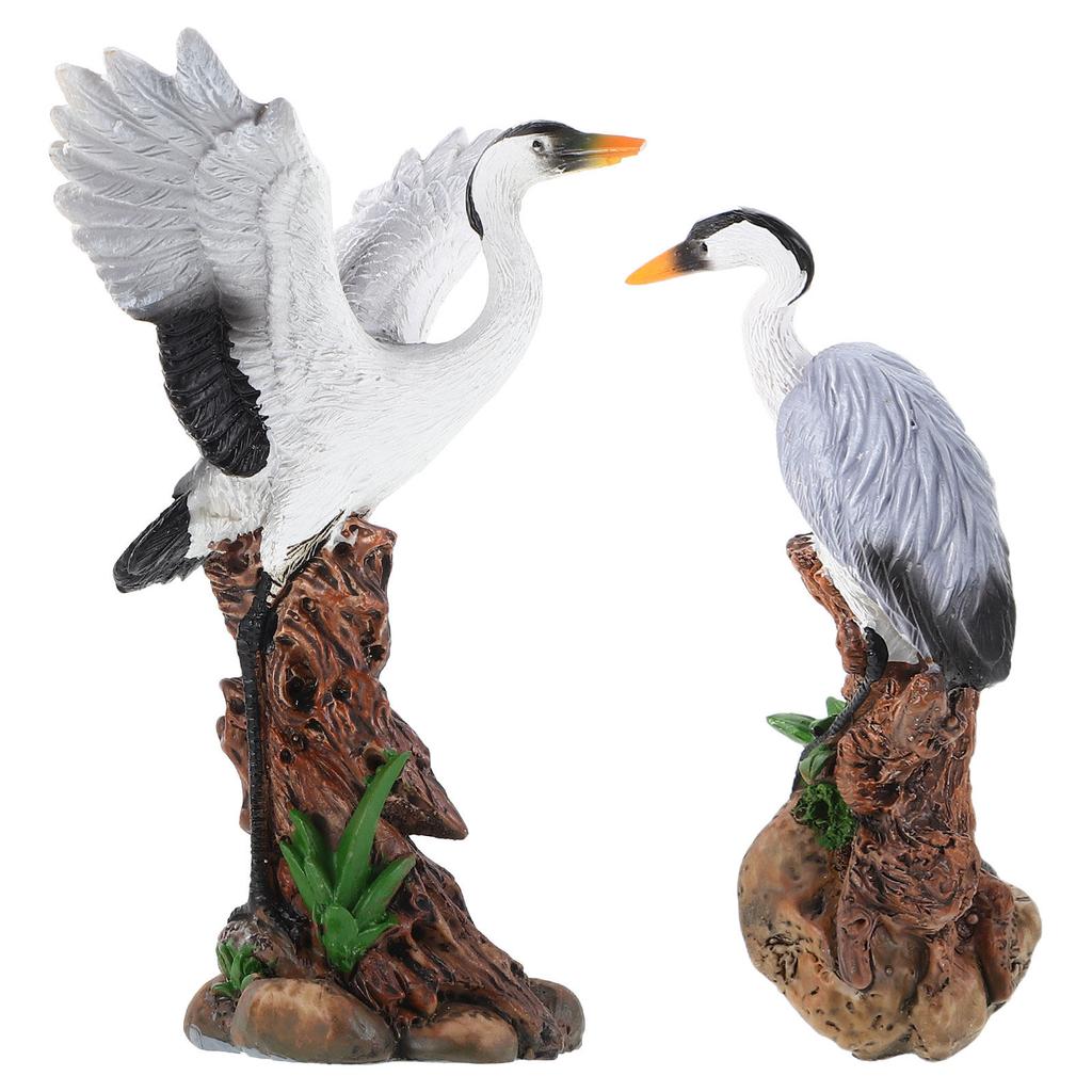 2pcs Resin Statue Lifelike Simulation Bird Sculpture For Garden Office Home Decor Miniature Landscape Ornament Chinese