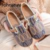 Flats Women Shoes Embroider Cotton Linen Spring Geometric Round Toe Handmade Comfortable Leisure Ladies Shoes