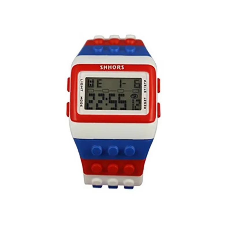 Мужские и женские часы Модные радужные часы-конструктор Студенческие наручные часы Многофункциональные светодиодные Водонепроницаемые электронные спортивные часы