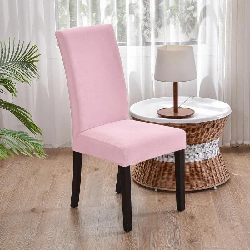 Мягкий бархатный чехол для обеденного стула, универсальный чехол для длинного стула, эластичный защитный чехол для сиденья для столовой, домашнего декора