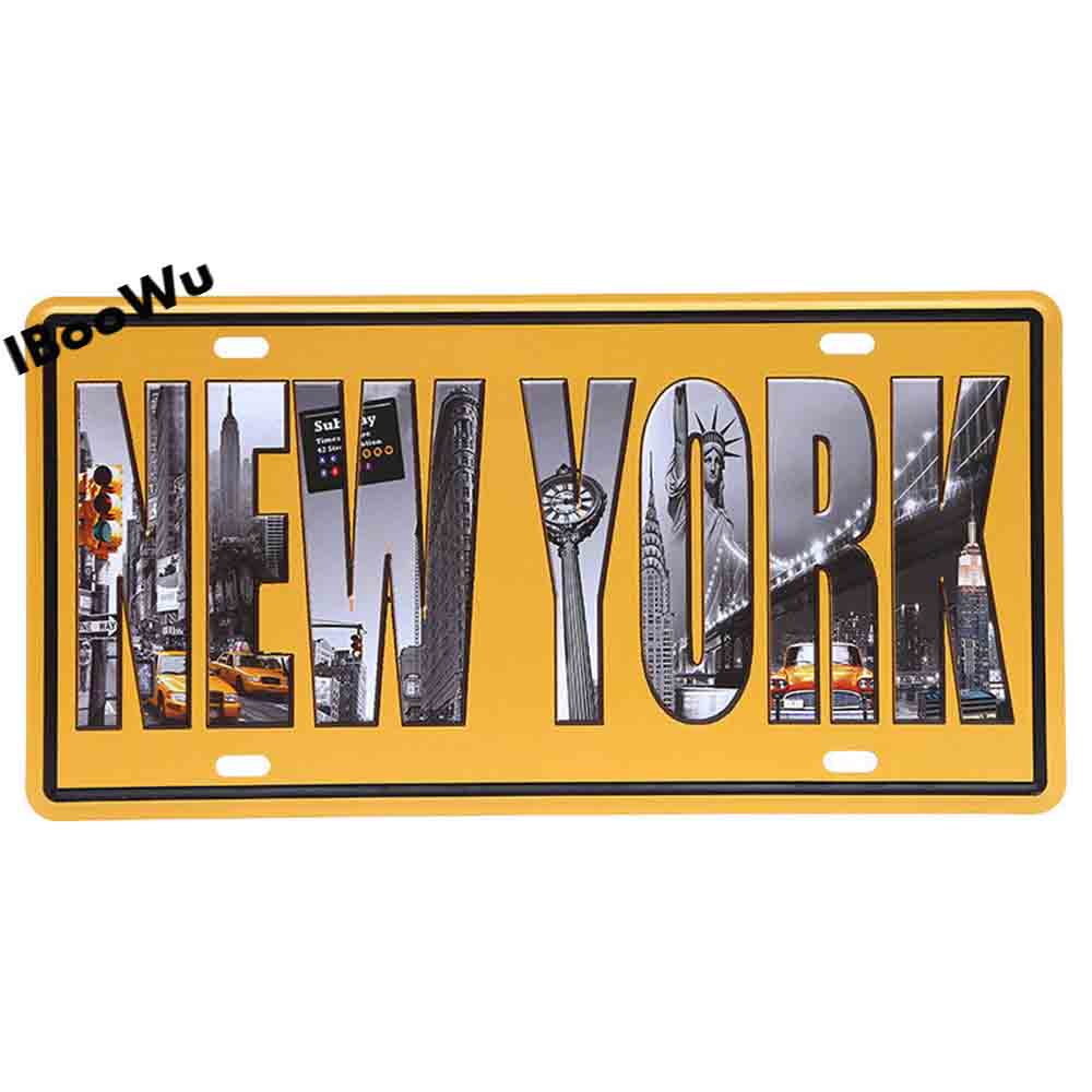 Worldwide Popular City License Plate Poster Vintage Wall Decor North America Metal Tin Sign Plaques Poster 15x30cm