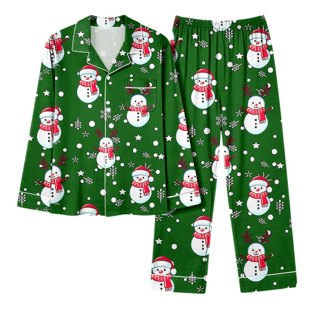 Женский повседневный модный комплект для дома с длинным рукавом и брюками с рождественским принтом