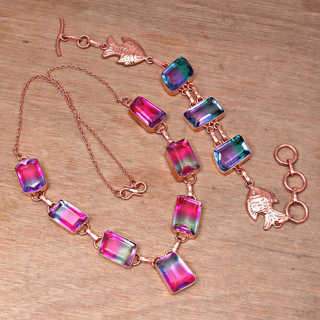 Bio-Tourmulian 14 Ct Rose Gold Plated Jewelry Necklace Bracelets18-20''