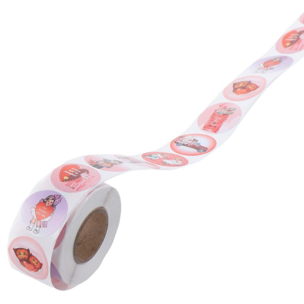 500 шт. Наклейки в форме сердца на рулоне, Декор-этикетки ко Дню святого Валентина, 1 дюйм, Запечатывающие этикетки, Упаковка подарков