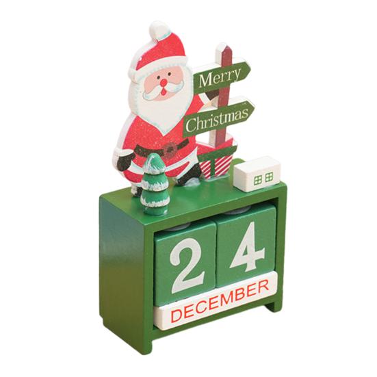 Christmas Wooden Desktop Calendar Santa Snowman Reindeer Tree Perpetual Calendar Wood Display