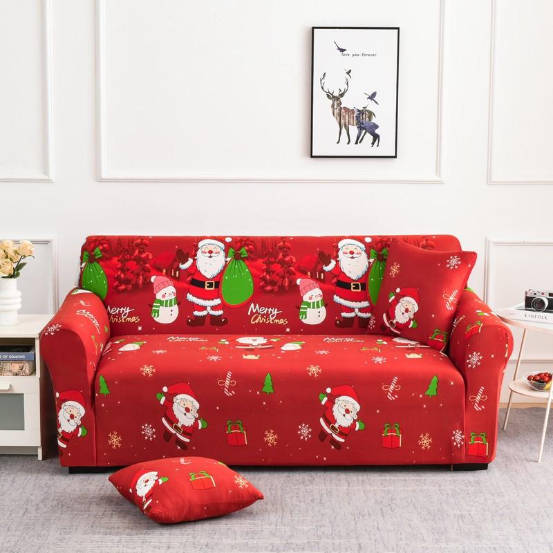 Рождественские эластичные чехлы для дивана для гостиной Funda Sofa Чехол для дивана Защитник для кресла Универсальные накидки на диван Рождественский домашний декор