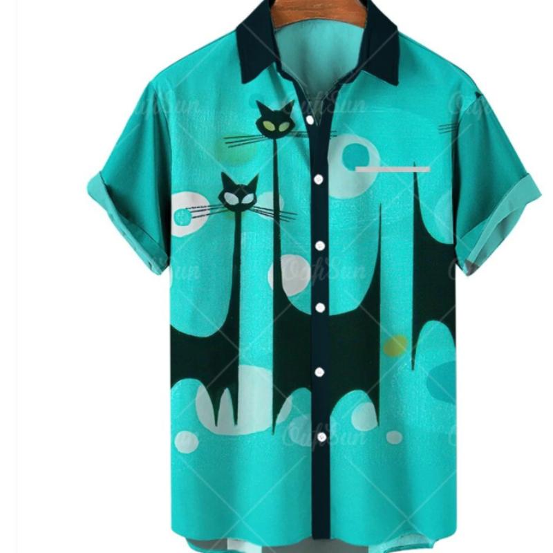 Европейская и американская летняя мужская рубашка больших размеров из Гонконга с 3D цифровой печатью, повседневная рубашка с короткими рукавами, мужская одежда