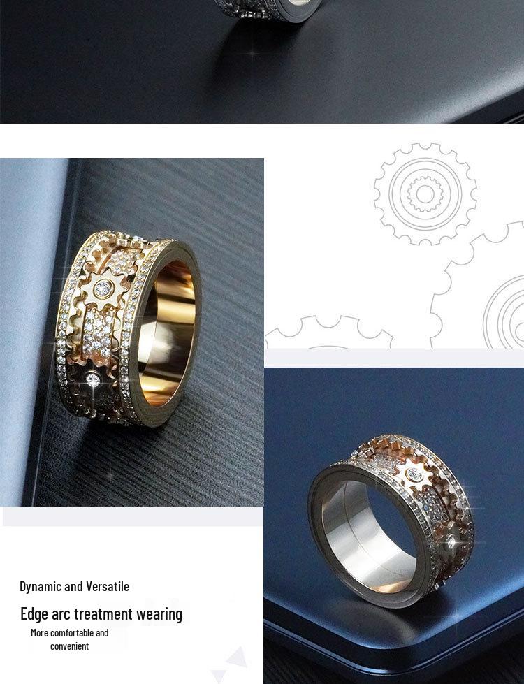 Унисекс кольцо с вращающимся механизмом, инкрустированное бриллиантами: Звездный дизайн для пар, полностью инкрустированное кольцо на мизинец