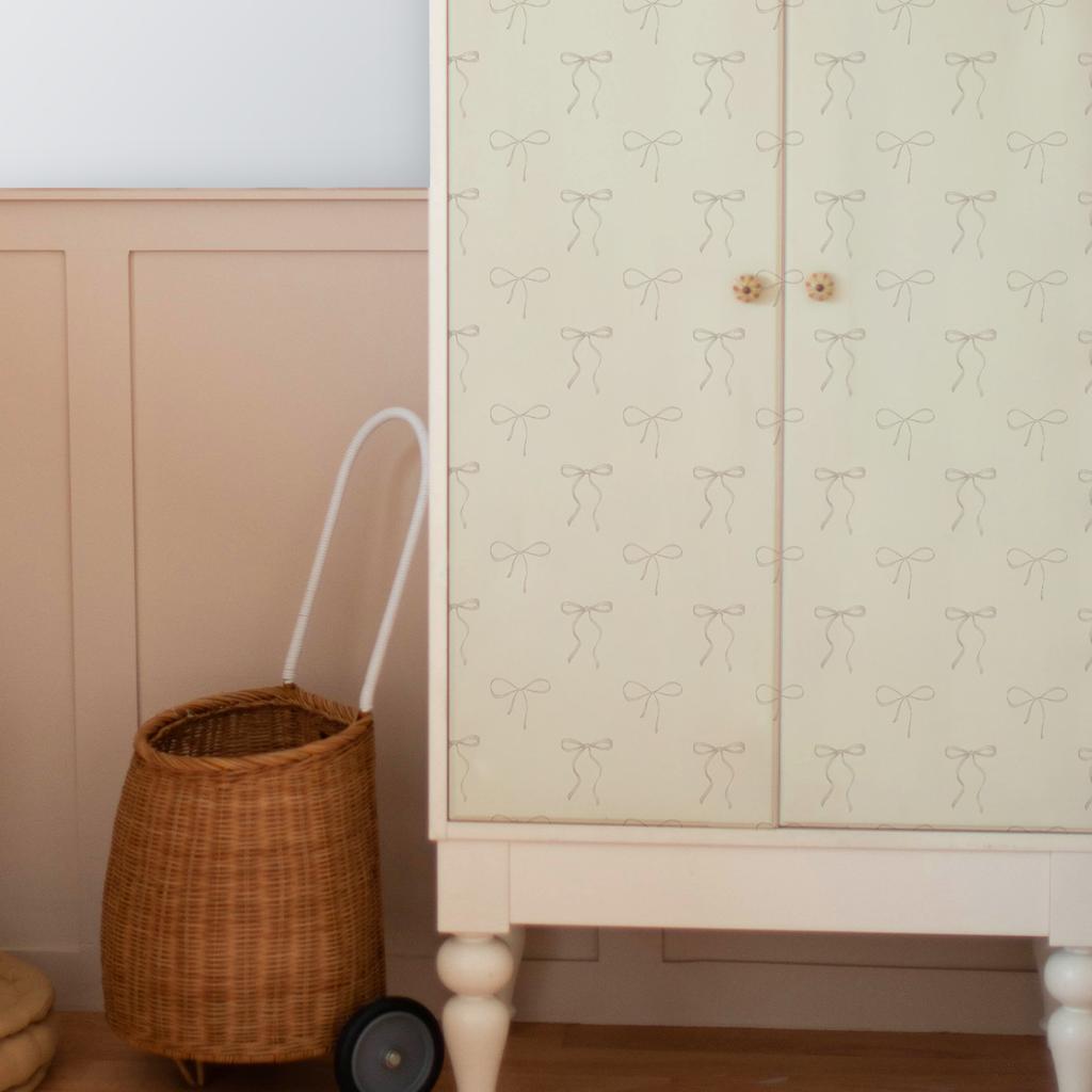 Обои самоклеящиеся виниловые с рисунком галстука-бабочки и ленты, винтажные французские, съемные, для шкафа, спальни