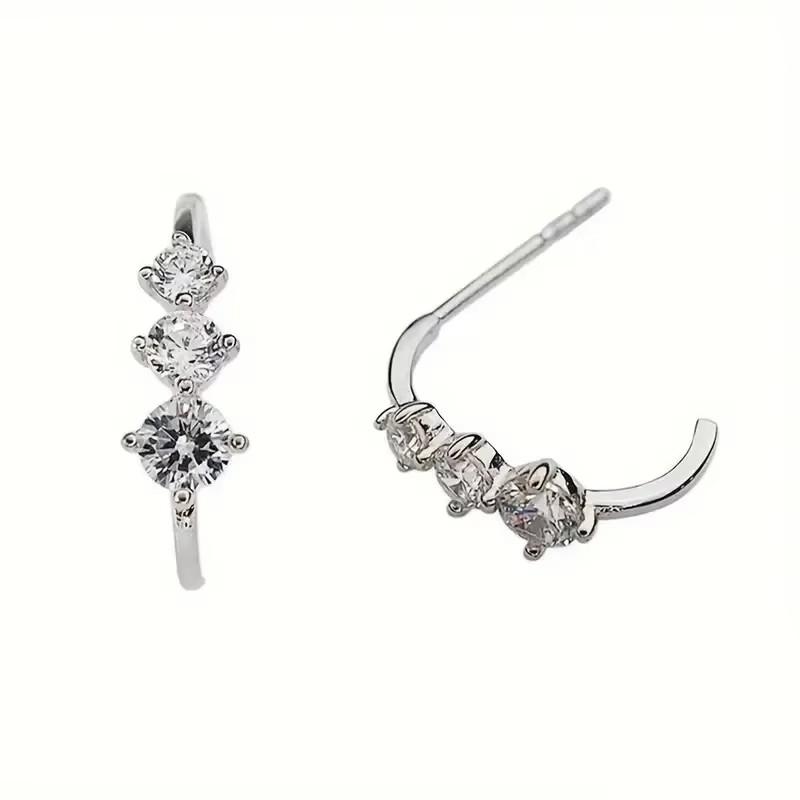 Huitan Блестящие серьги-гвоздики с кубическим цирконием Женские Минималистичный стиль Элегантные аксессуары Тренд Свадебные украшения