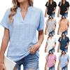 Women's Fashion Solid Color V Neck Loose Short Sleeve Pullover Top T-shirt