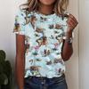 Women's Summer Tees Digital Print Character Abstract Print Short Sleeve T Shirt Ladies Vintage Top