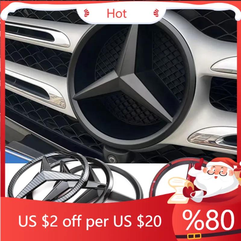 EZB2 2025 Hot ABS Car Front Grille Badge Decal Cover Emblem for Mercedes Benz W204 W205 W210 W211 W212 W213 C E Class GLA GLK ML GLC