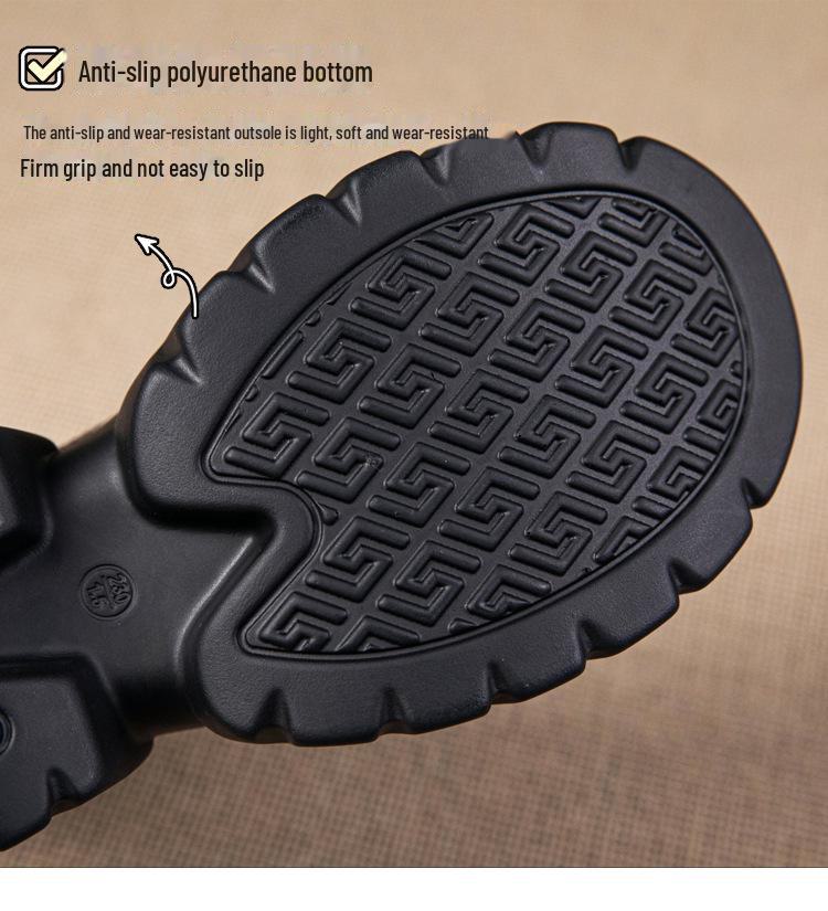 Women's Elevating Leather Roman Sandals - Genuine Cowhide, Thick Sole, Open Toe, Spring/Summer 2025.