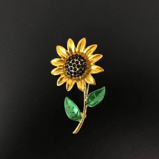 Женская мода со стразами, ювелирные изделия, подарок, одежда, значок, декор, брошь с подсолнухом, булавка