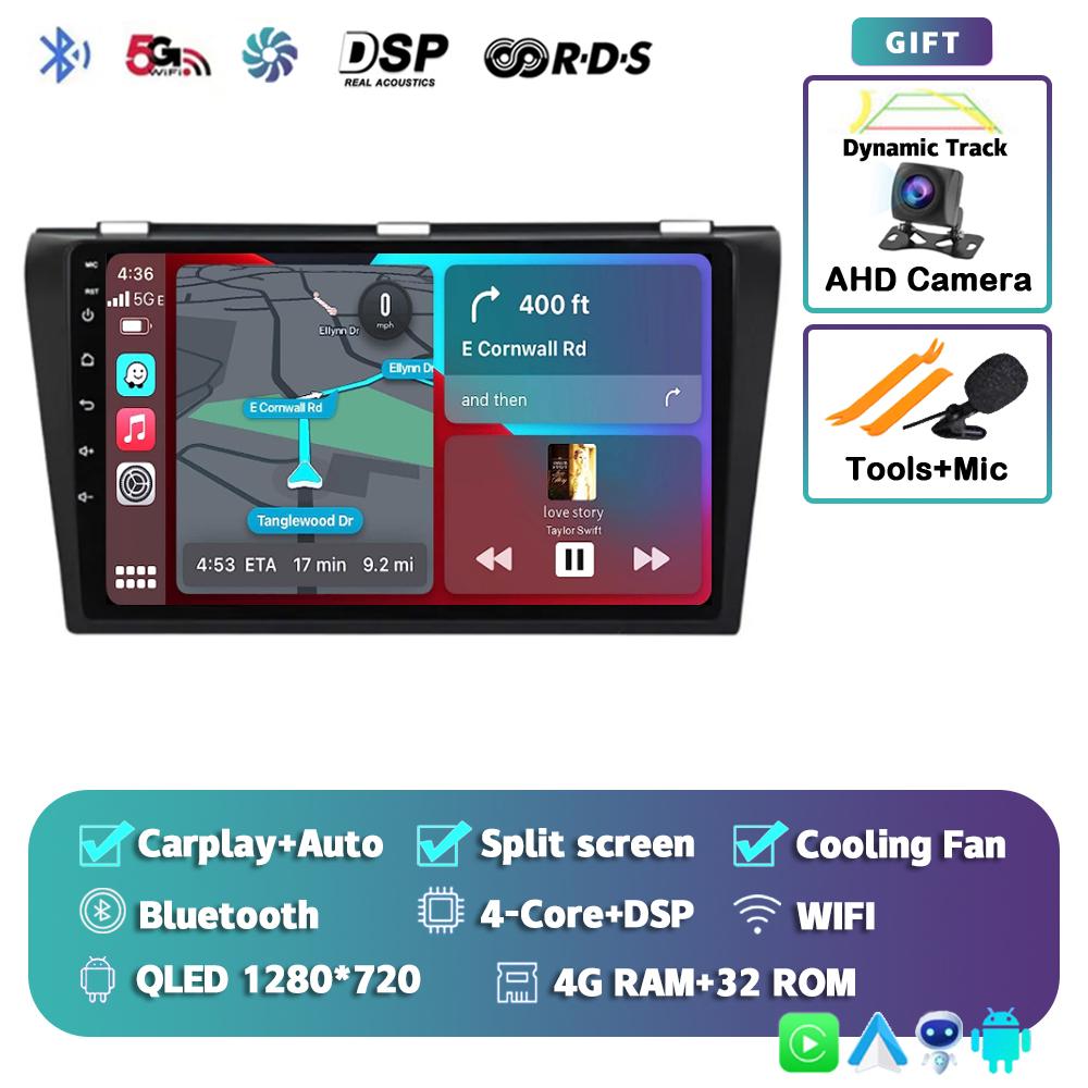 Android 14 Carplay Auto Car Radio For Mazda 3 2004-2009 Multimedia Video Player Navigation Speakers Head Unit Stereo 2 Din Audio