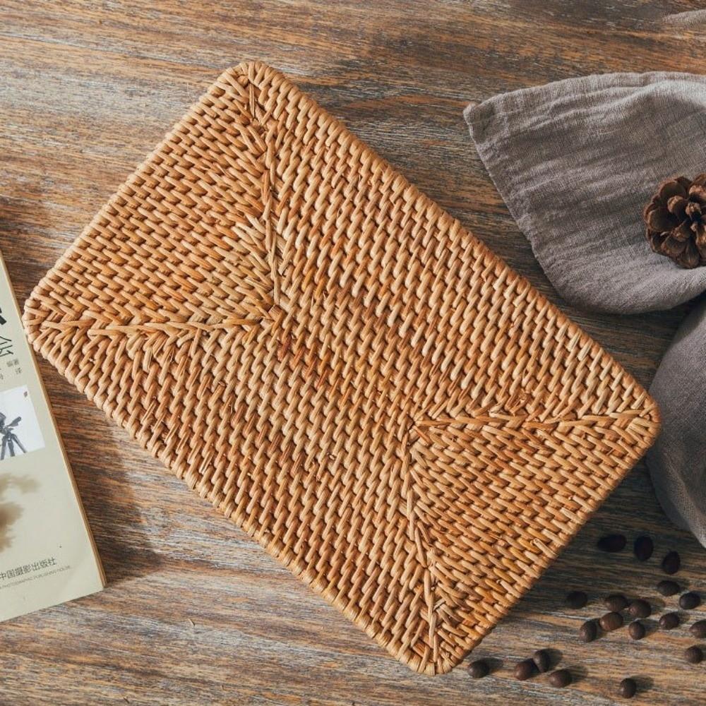 Kitchen Storage Rattan Desktop Organizer Rectangular Cosmetic Storage Basket Durable Storage Box