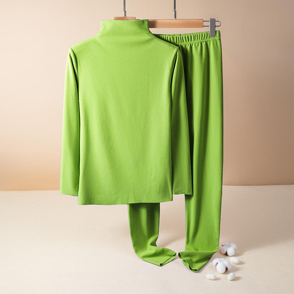 Ladies' Casual And Comfortable Long Sleeved Solid Color With Thick Velvet Sleepwear And Warm Pants Plus Size Set