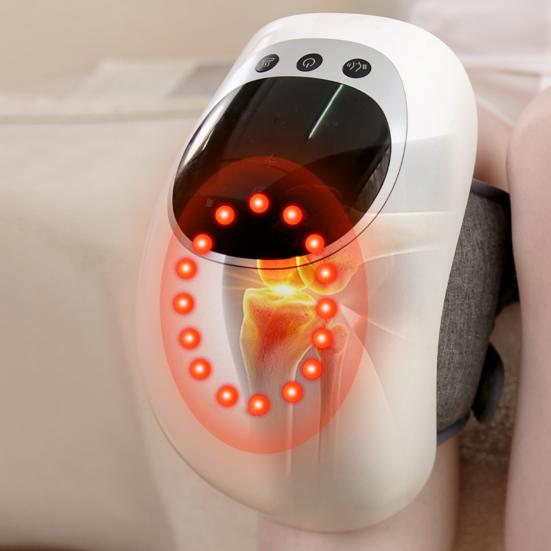 Беспроводной массажер для коленей со светодиодным дисплеем, 3 режима вибрации, регулировка температуры, эргономичный